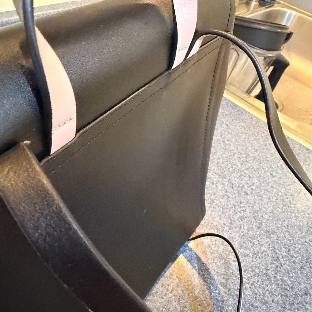 kate spade black leather flap backpack